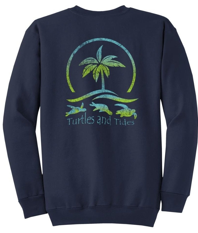 Island Oasis Crew Neck Fleece - Navy Blue - Turtles and Tides 